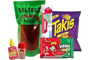 Fountain City Fulfillment Chamoy Pickle Kit - Deluxe Chamoy Pickle Set with Ricos & Warhead Pickle, Lucas Swinkles Salsaghetti Mexican Candy Strings, Chamoy Powder & Sauce, Lucas Gusano & Lucas Muecas (1 Chamoy Pickle Kit)