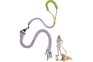 LUCK DAWN Double Dog Leash No Tangle, Adjustable Split Leads Four Pet Walking Leash with Comfortable Padded Handle for Four Dogs, Hands - Free Dual Leashes for Small/Medium Pets (Purple, Four Leashes)