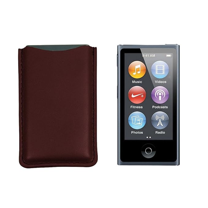 title=Lucrin Custodia per iPod Nano 7G, in pelle, colore: verde rosso Rosso- granato