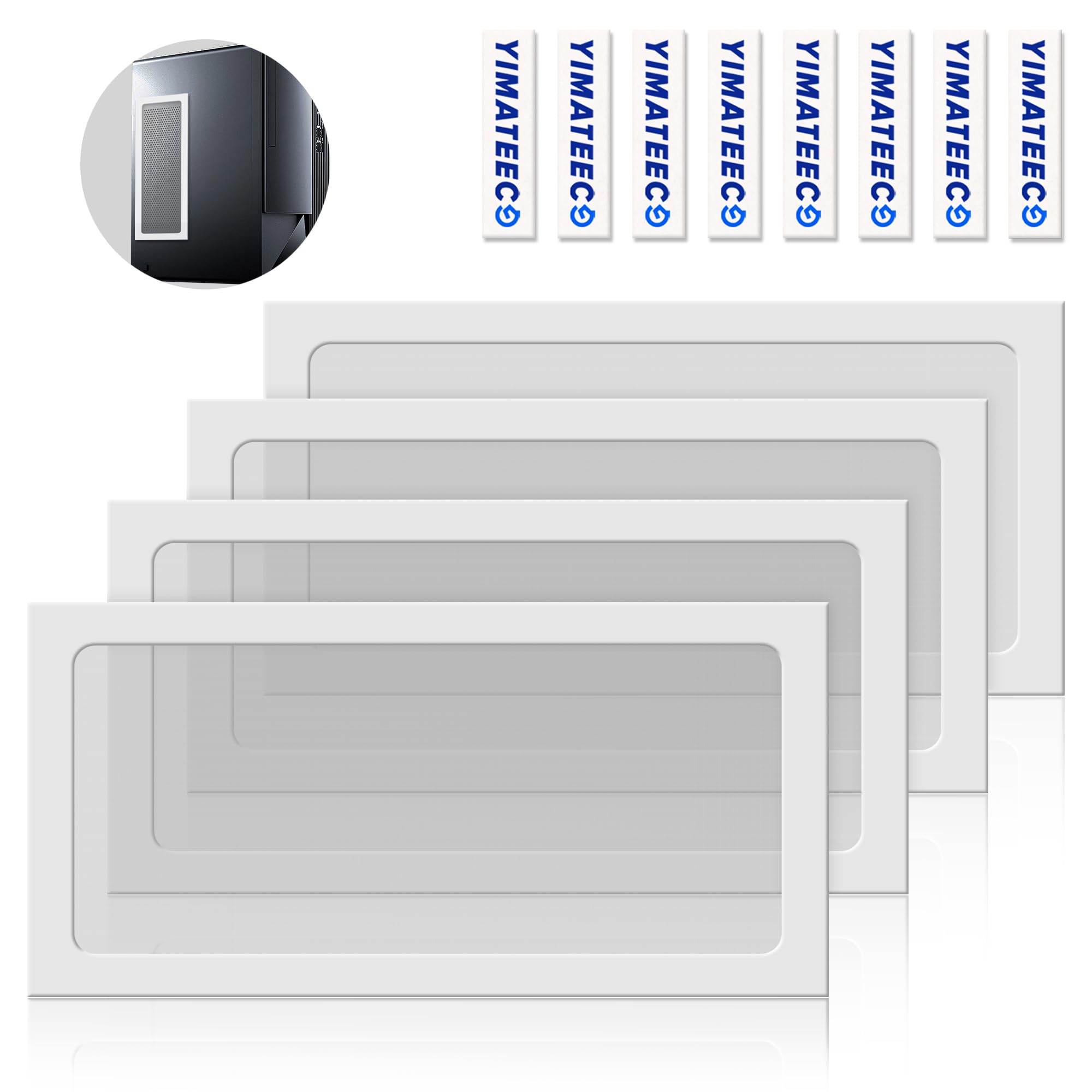 YIMATEECO Dust Filter 240mm for Computer Cooler/PSU/Routers - Nylon 80 Mesh, Magnetic Dust Mesh PC Cooler Filter Dustproof Grills (Nylon, 120 * 240mm, 4pcs, White)