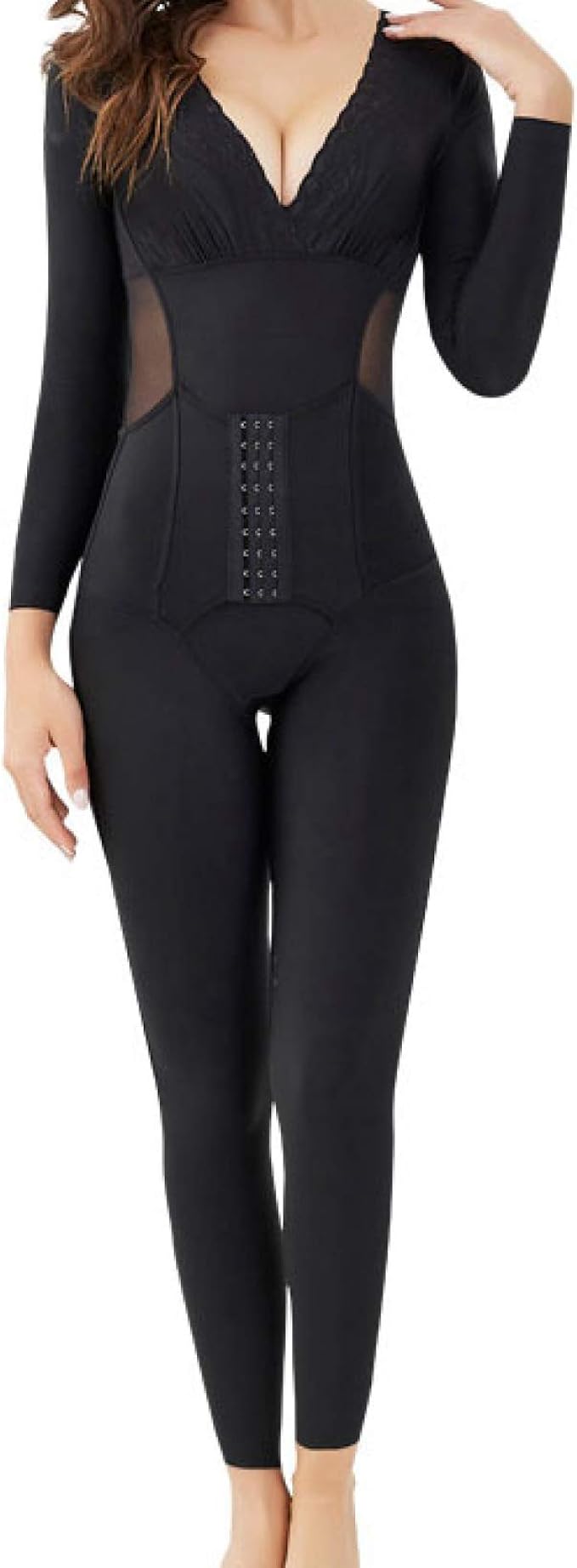 Long Sleeve Shapewear for Women Firm Control Black Body