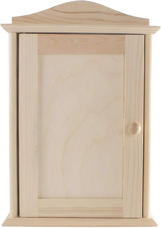 Wooden Key Box Cabinet 20 X 29 X 6 Cm 6 Hooks Wall Mounted