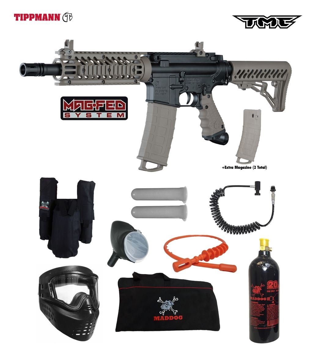 Tippmann TMC MAGFED Private Paintball Gun Package Black/Tan Jeff
