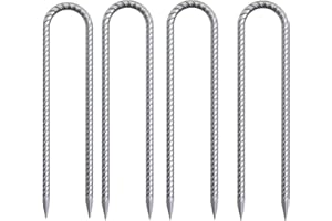 OK5STAR 16 Inch Trampoline Wind Stakes 4 Pack U Shaped Rebar Ground Stakes Galvanized Trampoline Stakes Heavy Duty Ground Anchors for Trampoline Security