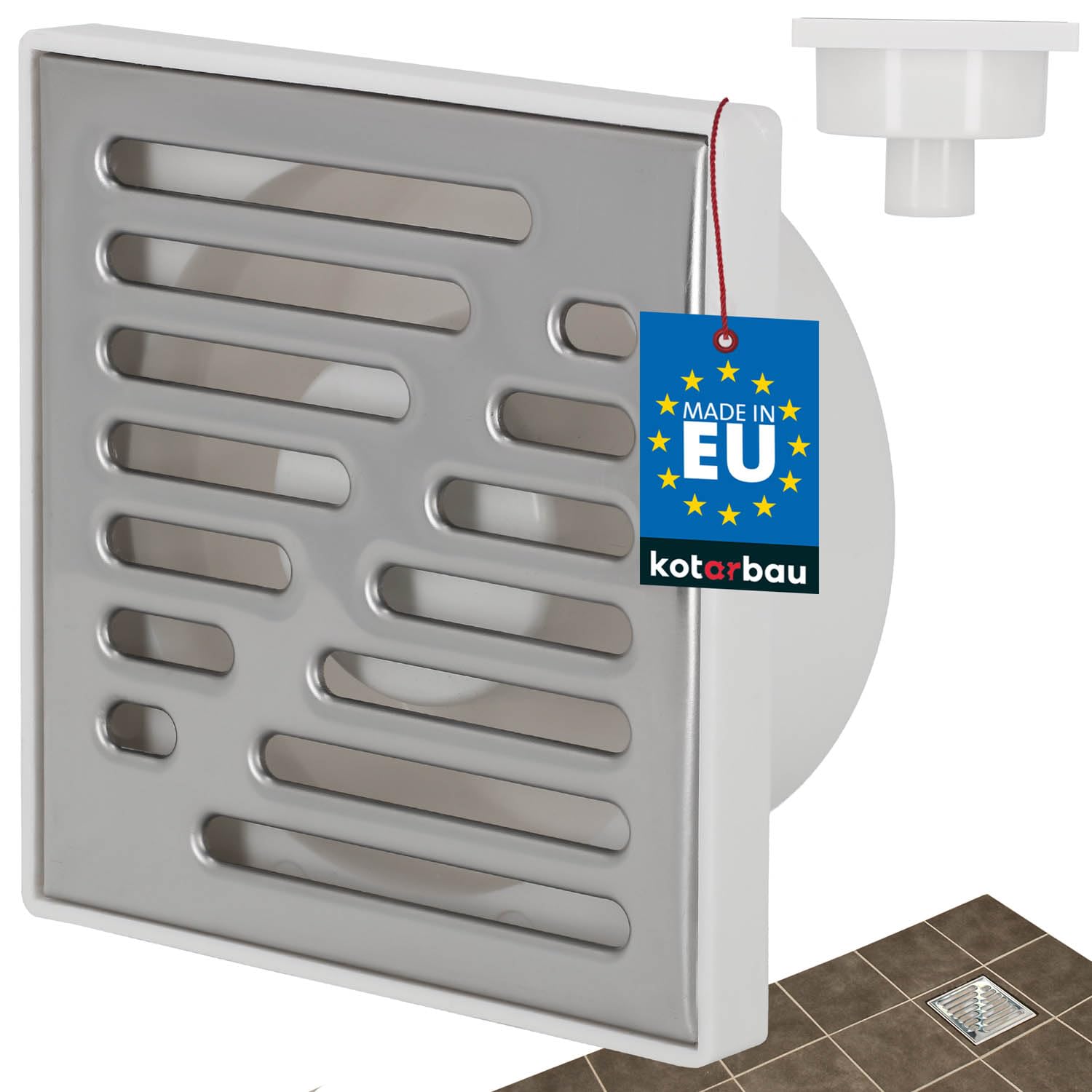 KOTARBAU® Floor Drain 50mm Drain Grid Stainless Steel Square Shower Drain Shower Drain Floor Gutter White 150x150mm