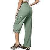 Casei Women's Cargo Capris Quick Dry Lightweight Water Resistant Roll Up Hiking Pants with 6 Pockets Travel Casual Outdoor