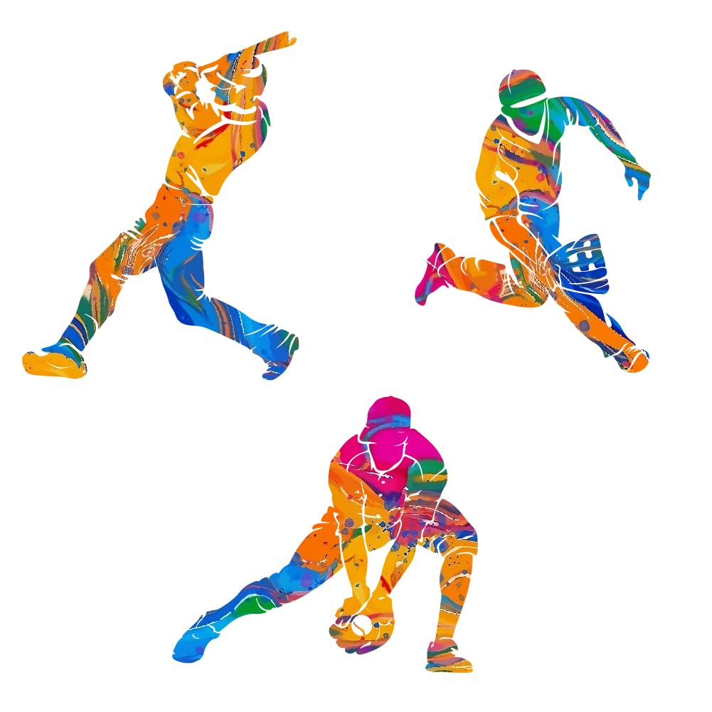 SUPERDANT Baseball Wall Decal Baseball Plays Wall Sticker for Baseball Players Wall Decals Colorful Sports Wall Art for Kids Boys Baseball Athletes Bedroom Gym Sport Fans Playroom Decorations 96x90cm