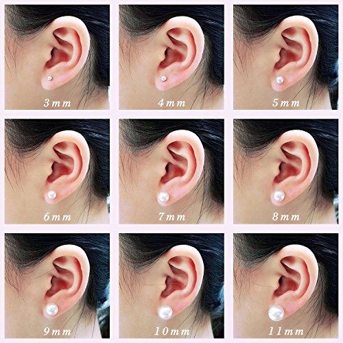 Sterling Silver 12mm White Freshwater Cultured Button Pearl Stud Earrings - Thumbnail 5
