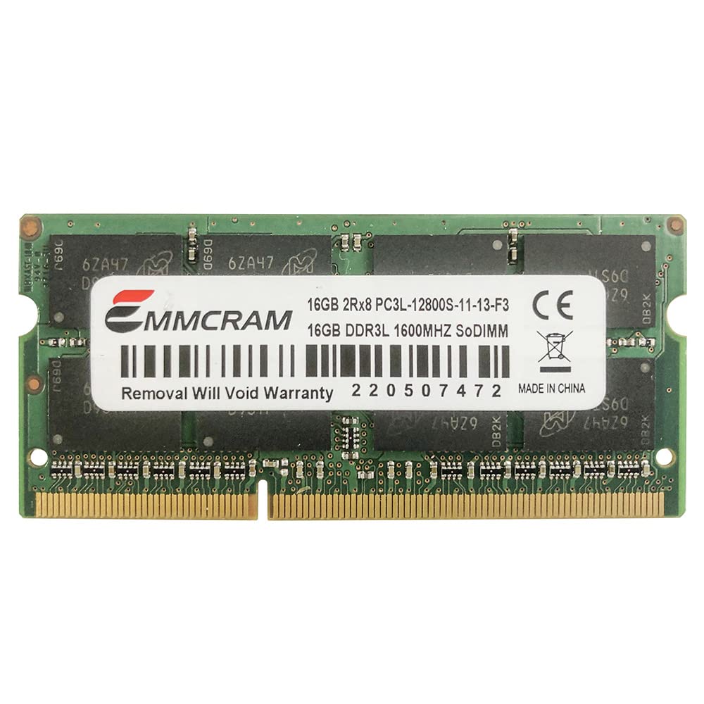Photo 1 of EMMCRAM 16GB DDR3 Laptop RAM 1600MHz SODIMM PC3L-12800S DDR3L SO-DIMM Notebook Memory 2Rx8 1.35V CL11 Non-ECC Unbuffered 204-Pin Memory