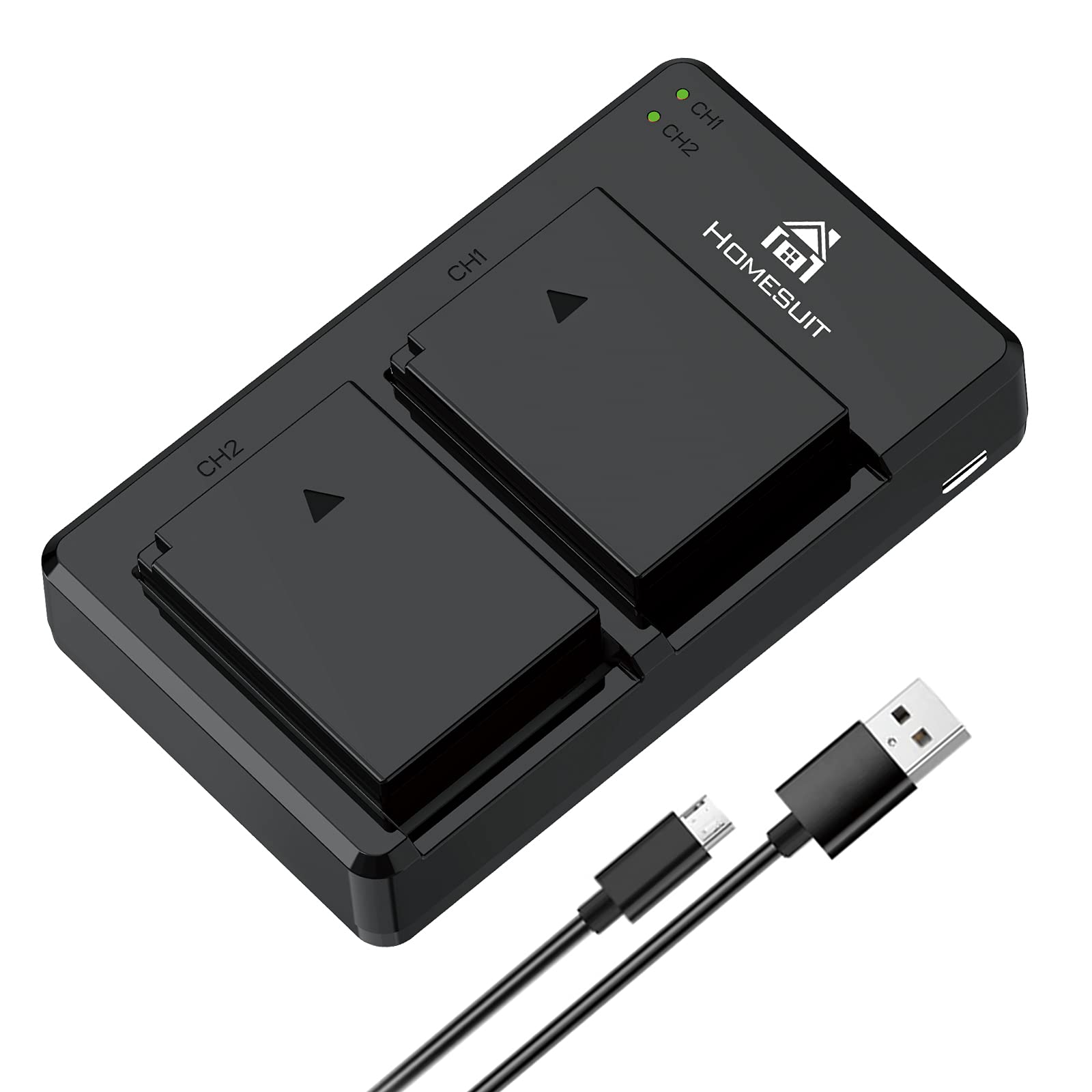 Homesuit LP-E10 Camera Battery Charger Set for Canon EOS Rebel T3, T5, T6, T7, Kiss X50, Kiss X70, EOS 1100D, EOS 1200D, EOS 1300D (2-Pack, 1600mAh, 3 Charging Options)