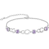 RIVIKO Infinity Jan Birthstone Bracelets for Women,925 Sterling Silver Simple Circle Women Charm Bracelet, Mother's Day Valentine's Birthday Anniversary Jewelry Gift for Mom Wife friend Her Lady