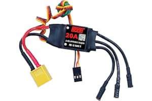 RHINOESC DYS 12A 20A 30A 40A 50A 60A 80A 100A 2-6S Brushless ESC With 5V/6A BEC With XT Bullet Plugs Electric Speed Controller for RC Fixed-Wing DIY Multi-axis Aircraft Aircraft Drone Helicopter（DYS 20A ESC)