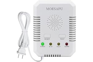 MOESAPU 2-in-1 Carbon Monoxide Gas Leak Detector with Cord, Plug-in Wall Combination Meter for Propane CO in Home, Audible Alarm Safety for Explosive Methane Ethane Butane LP Gas, BH-H3