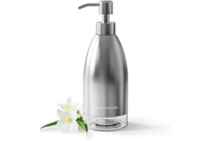 BEAUTURAL Soap Dispenser, Brushed Nickel Stainless Steel Case PET Liner Hand Pump Dispenser, Refillable Liquid Hand Dish soap Dispenser for Bathroom & Kitchen (15.2 OZ / 450ML)
