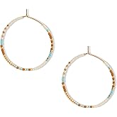 Sonatomber Handmade Boho Colorful Beaded Large Gold Hoop Earrings for Women, Bohemian Seed Beads Circle Hoops Cartilage Hypoallergenic Holiday Prom Jewelry Gift