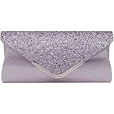 Queena Womens Shiny Sequins Evening Clutch Envelope Handbag Chain Purse for Wedding Party Prom Gift for Mom Wife Girlfriend Grey, Grey