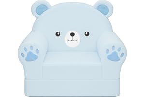 MONKISS Cute Toddler First Chair, Kids' Armchairs, Mini Couch for Baby, Blue Bear, 1~2.5 Years Old