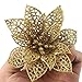 Ninko 10 Pcs 15 cm Artificial Hollow Poinsettia Gold Flower For Christmas Tree Wreath House Decoration Flower With Shining Edge