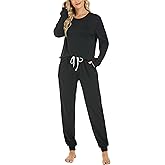 LOCUBE Women's Pajama Set - Ultra Soft Long Sleeve Top & Drawstring Pants with Pockets, 2-Piece Lounge Set