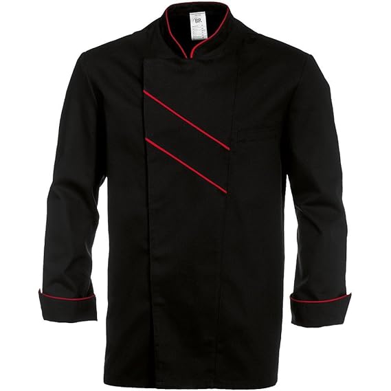 IMAGE-Kochjacke BP GOURMET 1538, schw/rot, Gr. 44-64, Mischgewebe