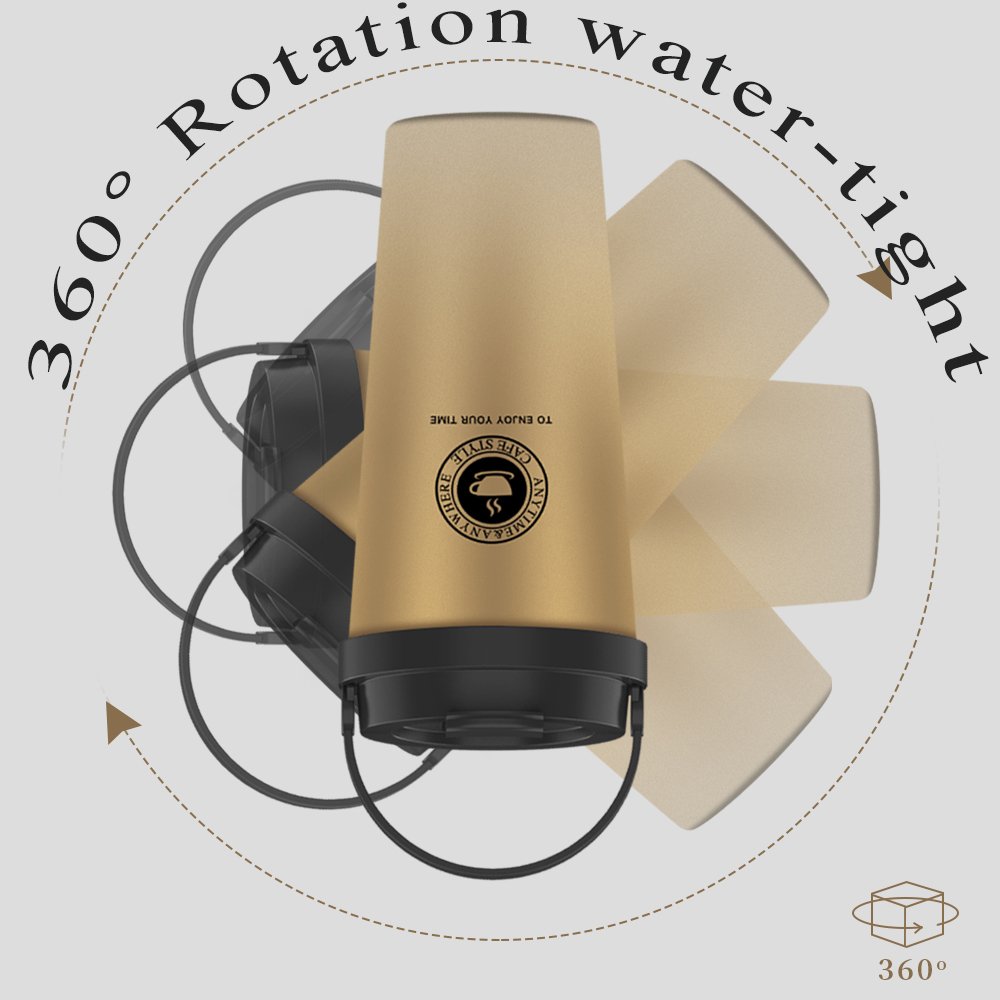 Etzion Sports Water Bottles, Vacuum Insulated Stainesless Steel Water Tumbler, Leakproof Wide Mouth Coffee Bottle for Home, Office and Outdoor Hiking Biking - Gold