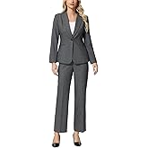 Lamgool Women's 2 Piece Suits Business Blazer Pants Set Peak Lapel One Button Professional Work Office Outfits