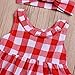 SWNONE 3Pcs Baby Girls Plaid Ruffle Bowknot Tank Top+Denim Shorts +Headband Outfit (Red, 12-18 Months)