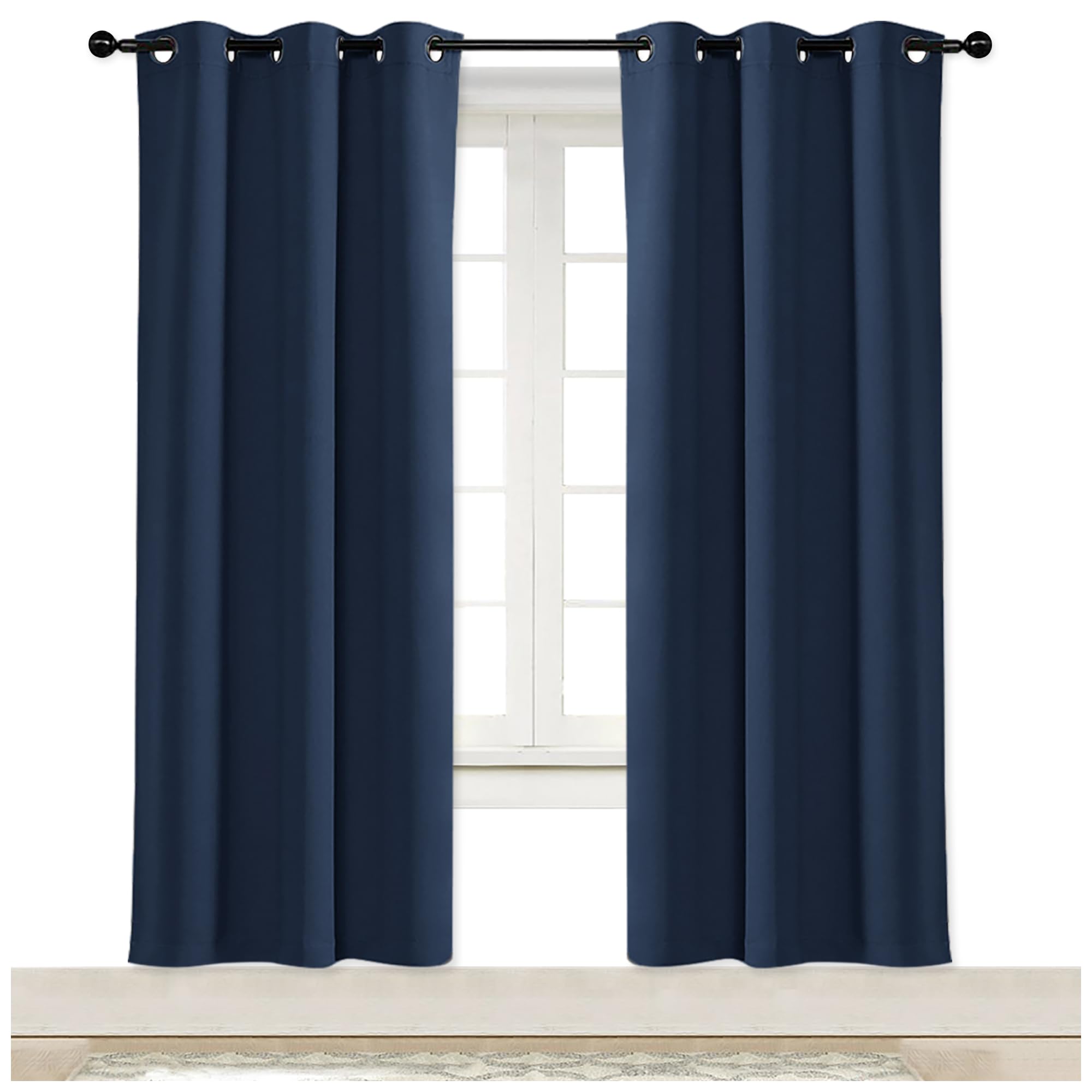 View 1 of *** 1 PC *** NICETOWN Blackout Curtain Blind for Bedroom, Single Panel, W34 x L72 inches, Navy, Thermal Insulated Grommet Blackout Room Darkening Drape/Drapery