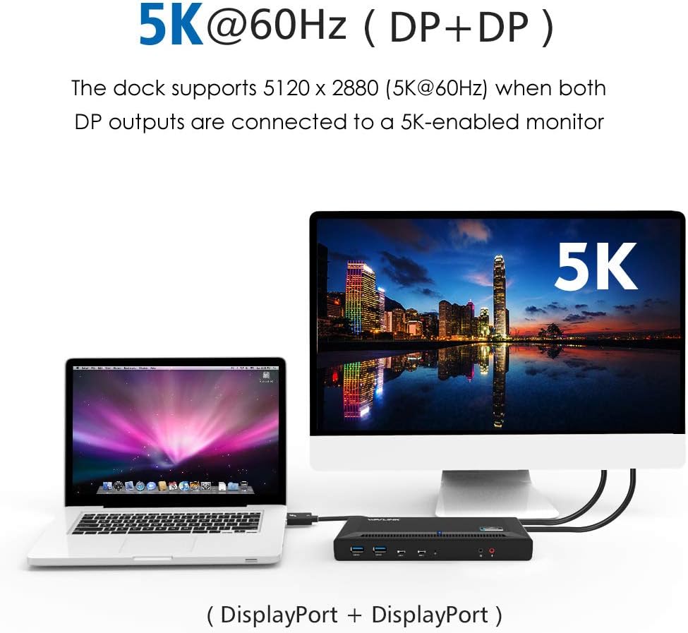 WAVLINK USB-C Dual 4K Universal Docking Station, 5K Single or Dual 4K Display Port, 2 x DisplayPort, 2 X HDMI - Image 4