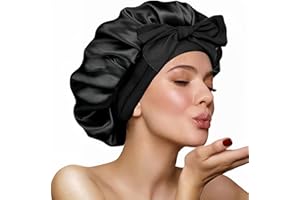 FOLAI Silk Bonnet for Sleeping,with Tie Band,Elastic Wide Band Cap,Satin Comfortable and Soft Breathable,Two Layered Satin Bo