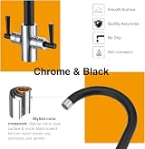 Hapilife Matte Black Chrome Kitchen Sink Mixer Tap 1 Hole Swan Neck view 4