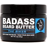 Badass Beard Care Beard Butter For Men - THE BIKER, 3 oz - Made of Natural Ingrediens for Healthy, Soften and Itchness Free Beard and Mustache