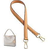 Umiup Genuine Vachetta Leather Replacement Straps Purse Shoulder Short Straps Suitable for Graceful Tote Hobo Speedy25/30 Alma Dauphine Pochette Neno Bags and Multi Pochette(Beeswax,W:0.7in L:24.8in)