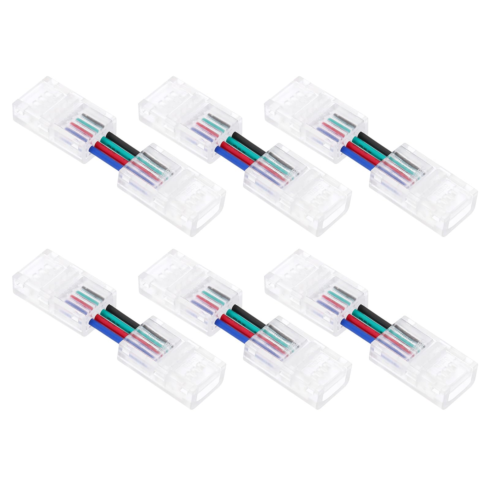 PATIKIL LED Strip Connectors 4 Pin, 6Pcs 8mm LED Connectors, L Type Clear RGB Unwired Clips for Strip Light Gapless Track Lighting
