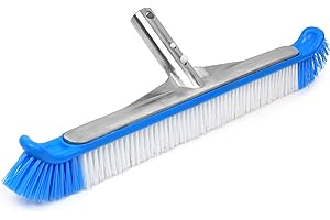 Greenco Pool Brush Head Heavy Duty Aluminum Extra Wide 20" Pool Floor & Wall Cleaning Brush w/Curved Ends for Better Corner Cleaning & Protects Accidental Tears in Pool Liner, EZ Clip Pole Attachment