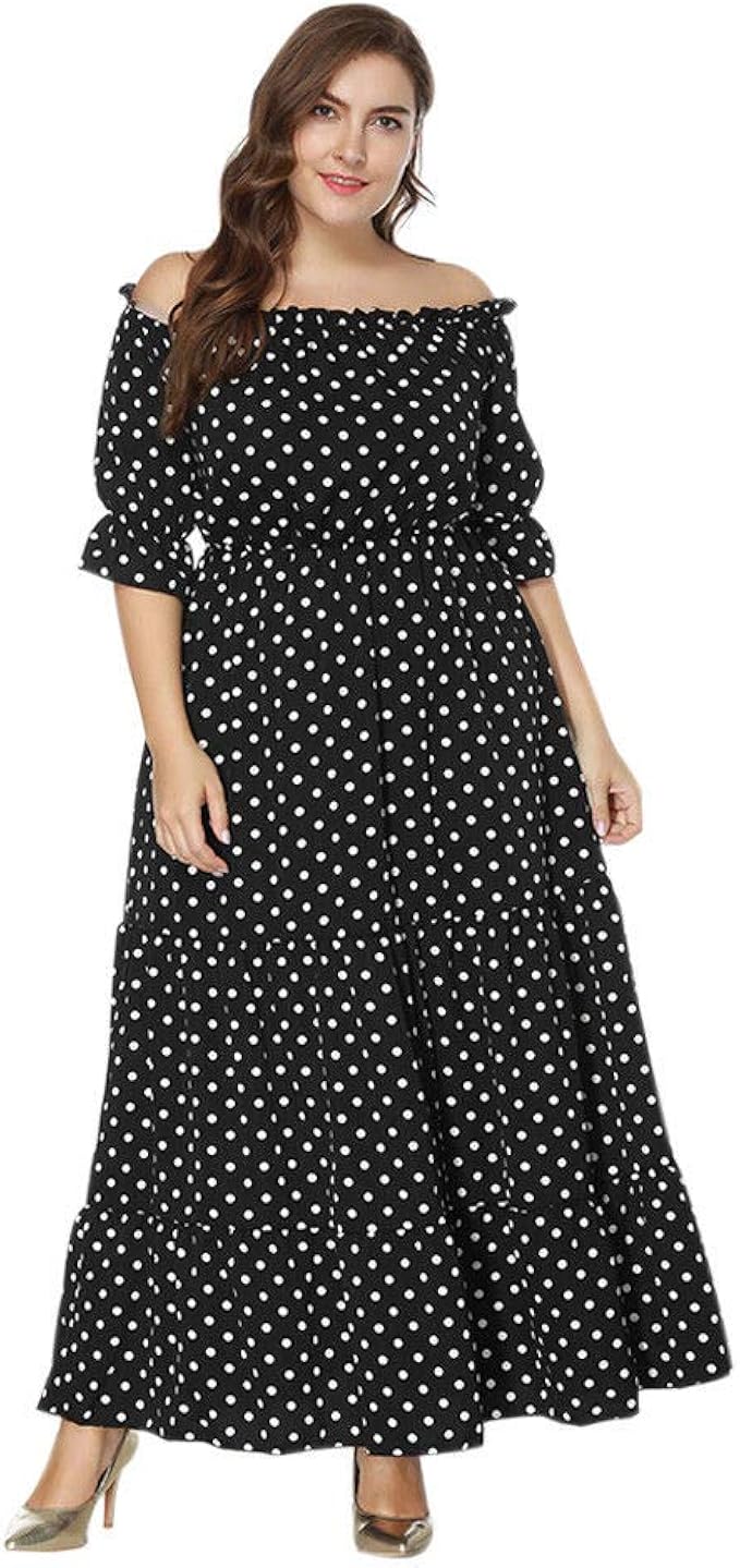 Meijunter Women Plus Size Strapless Shoulder Dresses Short Sleeve Hot