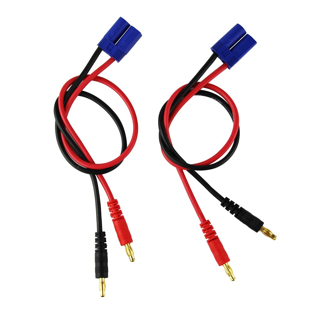 OliYin EC5 Male Connector Plug 4mm Banana Plugs Battery Charge Lead Adapter Silicone Cable 30cm 11.8inch(pack of 2)