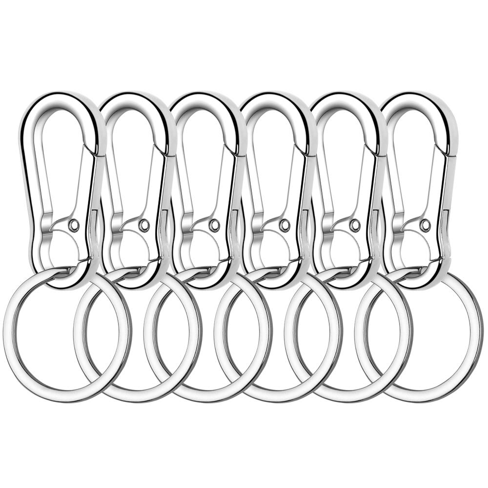 6 PCS Metal Carabiner Clip Keyring Keychain Sturdy Lobster Clasps Key Chain Key Ring for Car Key Men Women