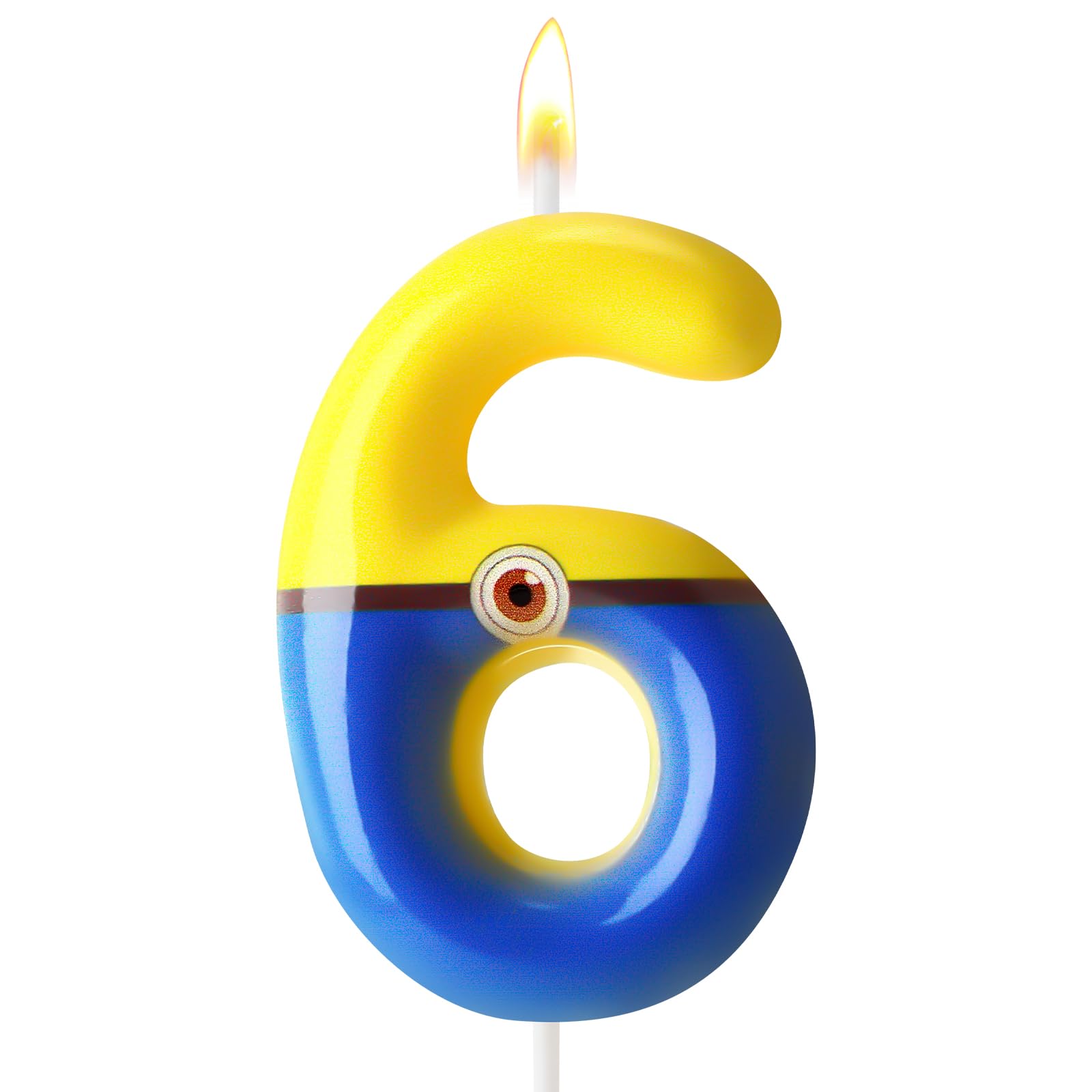 Photo 1 of *2packYellow Blue Cake Topper?Birthday Decorations?Cake Decorations?Yellow Blue Candle Birthday Candle for Boys Girls Kids?Cupcake Toppers (Number 6)