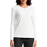 Bsoiky Cotton Long Sleeve T Shirts for Women Relaxed Fit Crewneck Tshirts Casual Soft Layering Tops Tee Basic Undershirt 2026