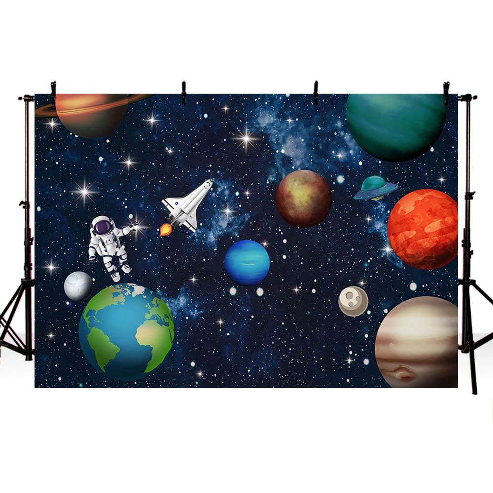 MEHOFOTO 7x5ft Outer Space Boy Birthday Backdrop Universe Astronaut Starry Sky Dream Photography Background Baby Shower Kids Party Banner Cake Table Decoration Photo Studio Booth