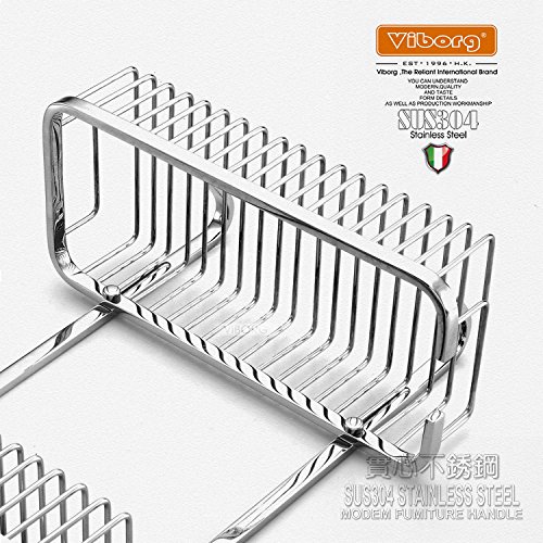VIBORG Deluxe Solid Thick SUS304 Stainless Steel Wire Wall Mount Mounted Double Tier 2-tier Bathroom Rectangle Shower Basket Caddies Bath Caddy Shelf Organizer Storage for Shampoo Conditioner. XS-805-