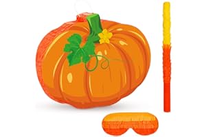 Hooqict Fall Thanksgiving Pinata Thanksgiving Games for Kids Party Pumpkin Pinata with Blindfold and Bat Stick for Girls Boys Holiday Birthday Party Supplies Halloween Decorations