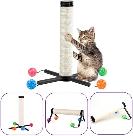Auspiciousign Multifonctionnel Griffoir Poteau A Griffer Chat Chaton En Sisal Naturel Resistant Arbre A Chat Planche A Gratter Jouet De Combinaison Diy Avec Balles De Clochette Pour Chats Amazon Fr Animalerie