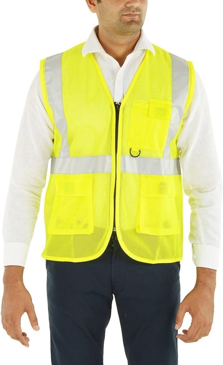 Club 21 Polyester Reflective Jacket with Strips for Visibility and Safety (Medium, Yellow)