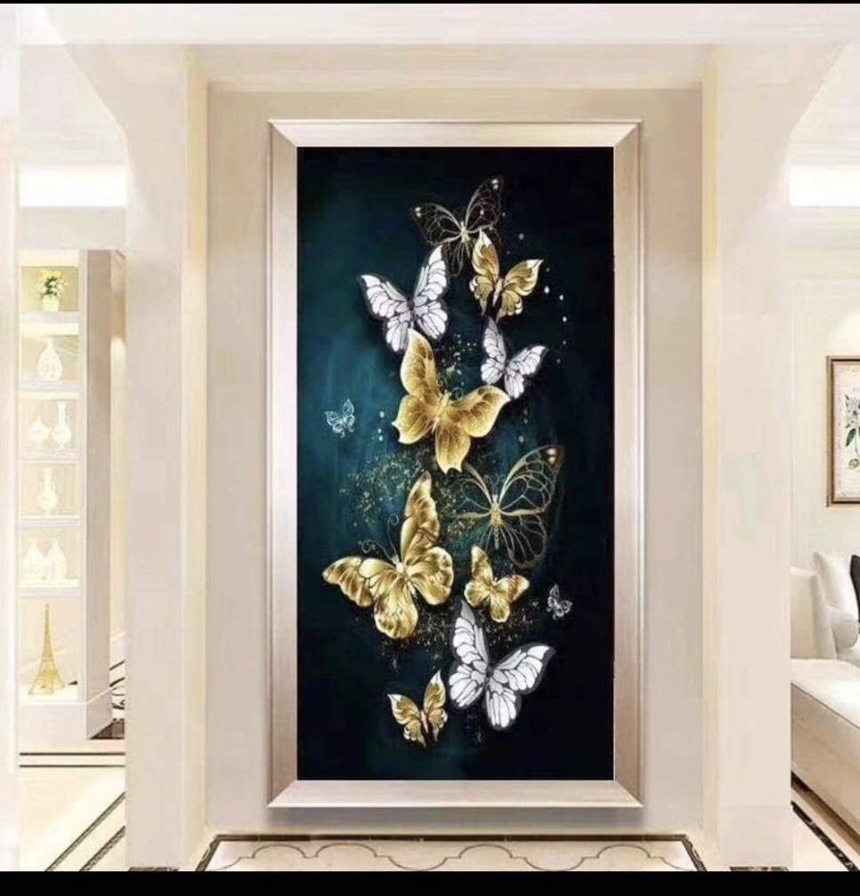 RAILONCH Butterfly 5D Diamond Painting by Number Kit DIY Full Drill Home Wall Decor (90x150cm)
