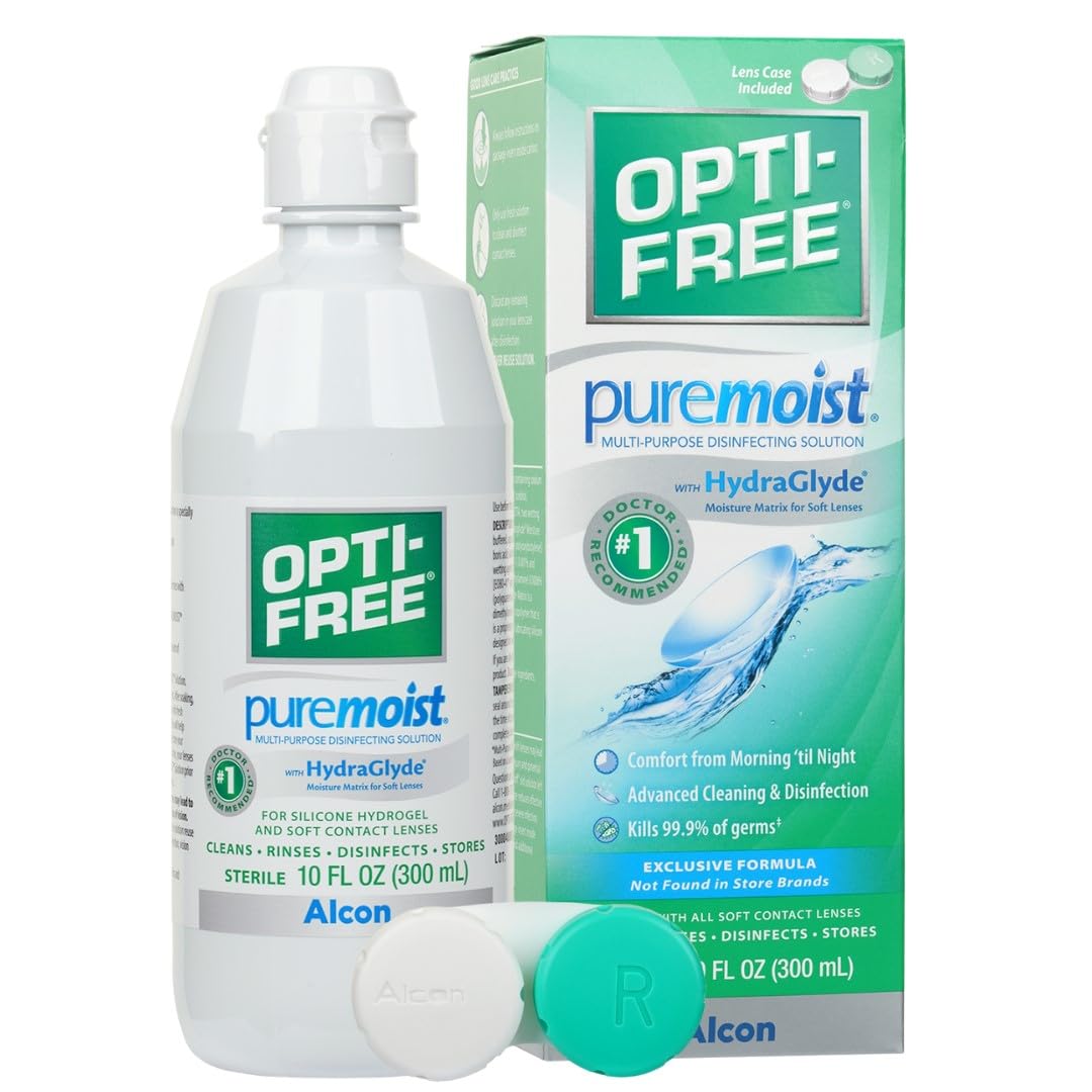 Photo 1 of Opti-Free Puremoist Multi-Purpose Contact Lens Cleaning and Disinfecting Solution with Lens Case, 10 FL Oz (Pack of 1)