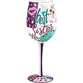 NymphFable Hand Painted Wine Glass, Funny Sisters Birthday Gifts from Sister,15oz Unique Sister In Law Birthday Gifts