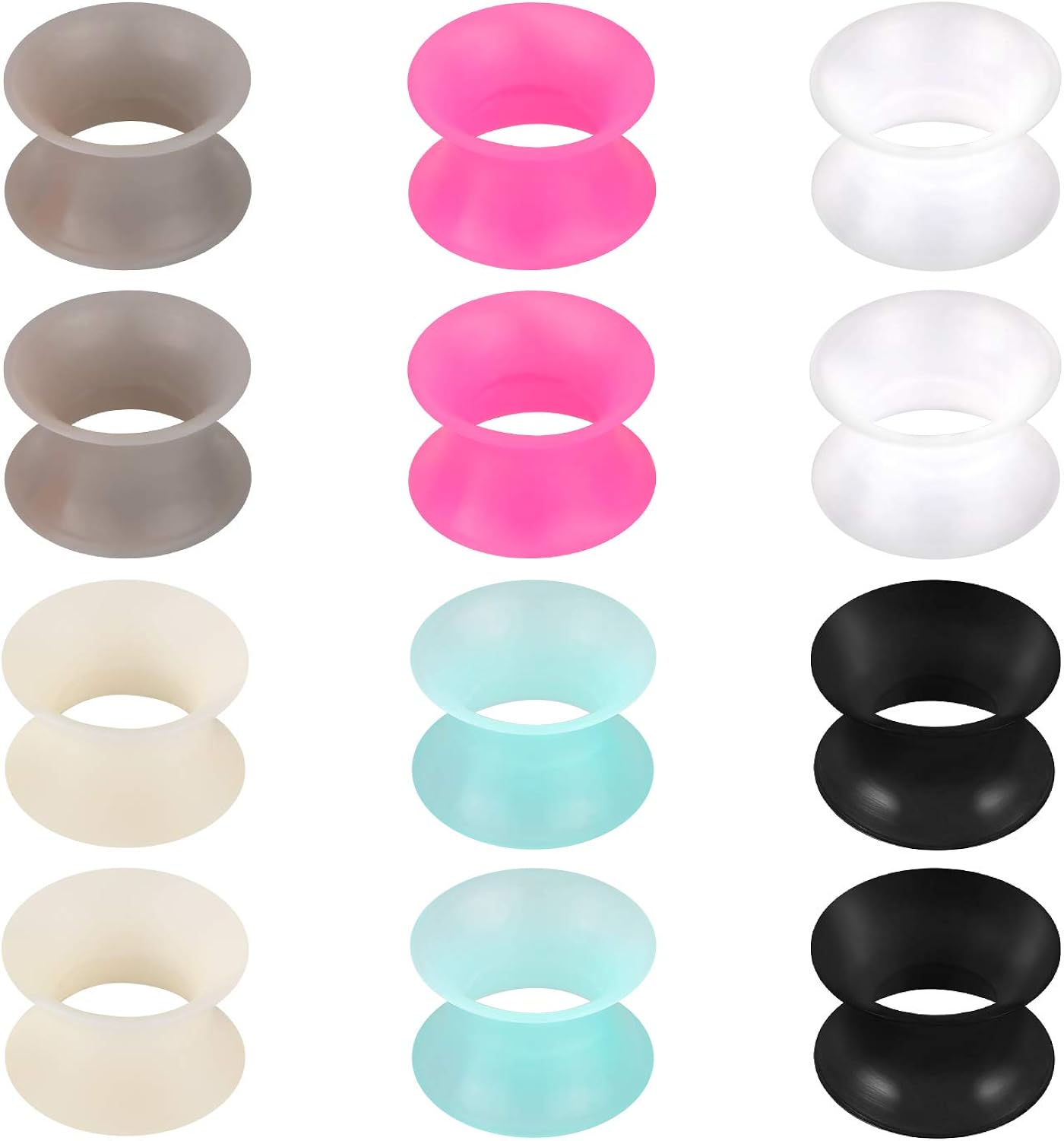 Longita Silicone Ear Tunnels Plugs Double Flared Ear Gauges Flexible