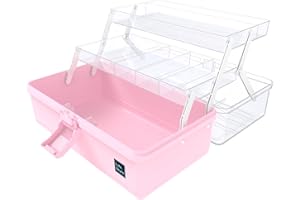 Anbestor 13” Three Layers Plastic Portable Storage Box, Multipurpose Organizer and Storage Case for Art Craft and Cosmetic, Portable Handled Storage Box for Home, School, Office